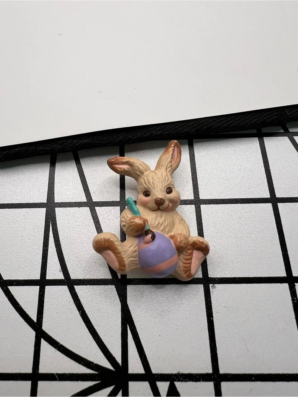 Vintage 1986 Hallmark Easter Bunny Painting Egg Brooch Pin